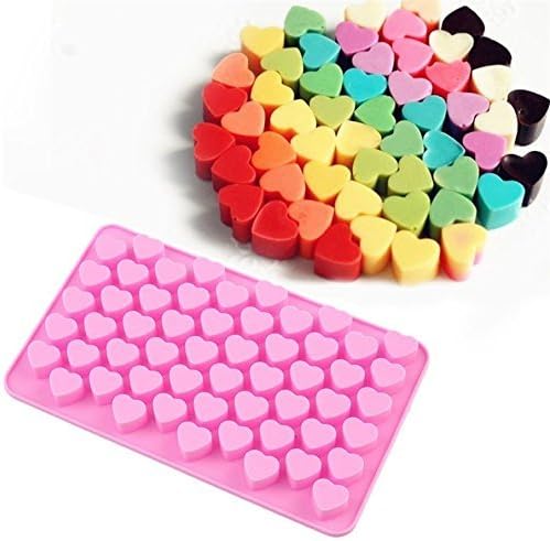 Allforhome 55 Mini Heart Shape Silicone Ice Cube Tray Resin Clay Candy Molds Fondant Chocolate DIY Molds Moulds