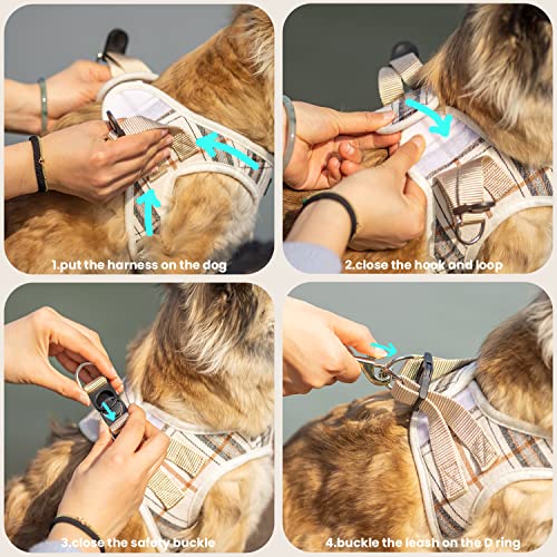 Jvvgpet Dog Harness For Small Dogs - Plaid No Pull Dog Vest Harness And Leash Set - Step In Reflective Adjustable Soft Mesh Full Body Dog Harness For Walking, Running, Training... #TOP5