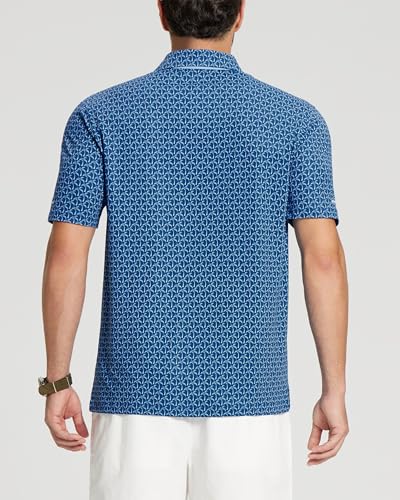 Image of Golf Shirts for Men - Dry Fit Moisture Wicking Short Sleeve Performance Sport Casual Striped Collared Mens Polo Shirt