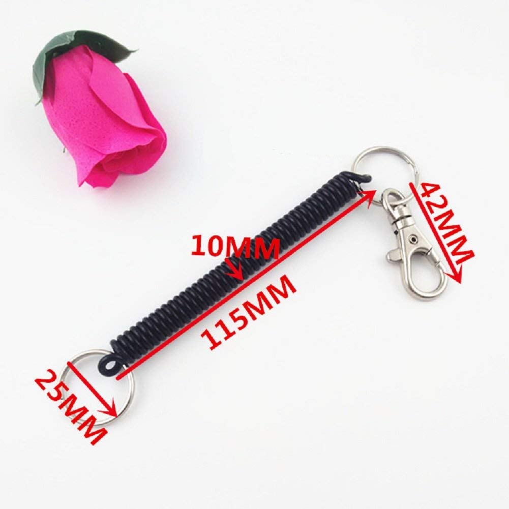 Wenbin 4 pcs coil spring coil key ring mobile phone spring hook retractable line anti-theft anti-lost rope key ring holder with metal lobster clasp