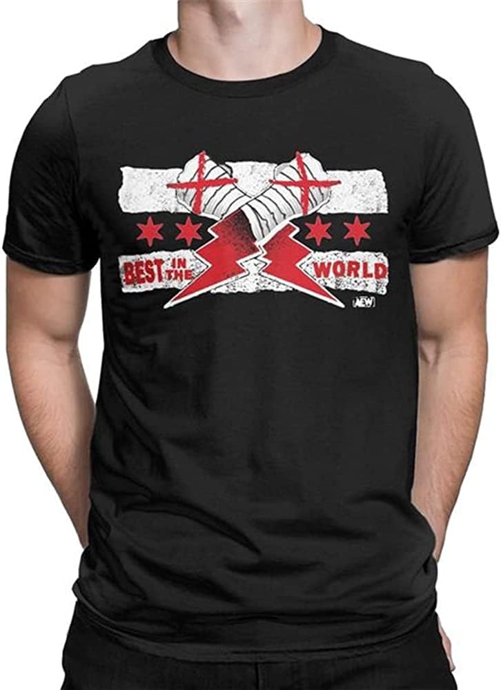GYOCWNLMen Cm Punk Aew Best in The World T Shirts 100% Cotton Clothes Novelty Short Sleeve Crew Neck Tees T-Shirts Black