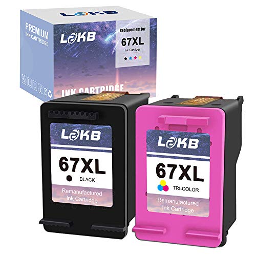 L2KB Printer 67 Ink Remanufactured Cartridge Black/Color Combo Pack Replacement for HP 67 Ink 67xl Ink XL for Envy 6400 6058 6052 6075 DeskJet Plus 4155 4152 4158