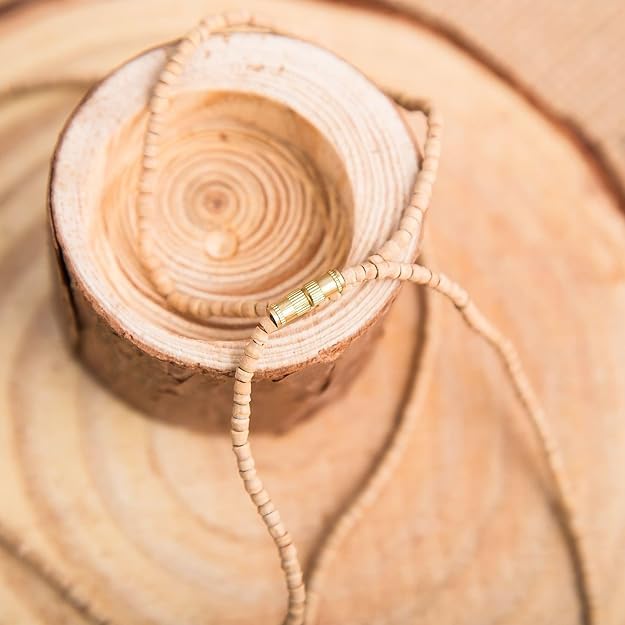 Image of Original Tulsi Kanthi Mala (3 Round) for Men & Women | Natural Wooden Beads Necklace | Radha Kanthi for Pooja, Meditation & Daily Wear