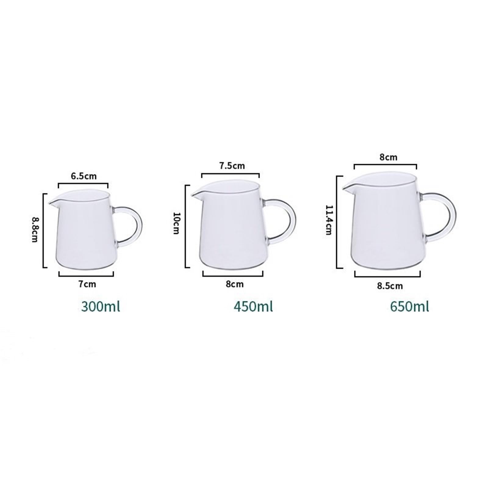Jarra de cristal 2 uds., jarra leche 300/450/600ml, café transparente, vertedor y té Para café(450ml)