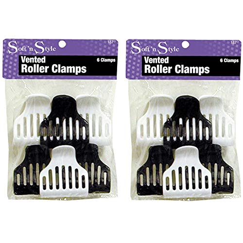 SOFT 'N STYLE Beauty Salon 6 Vented Roller Hair Styling Clamps HC-187 (2 Pack)