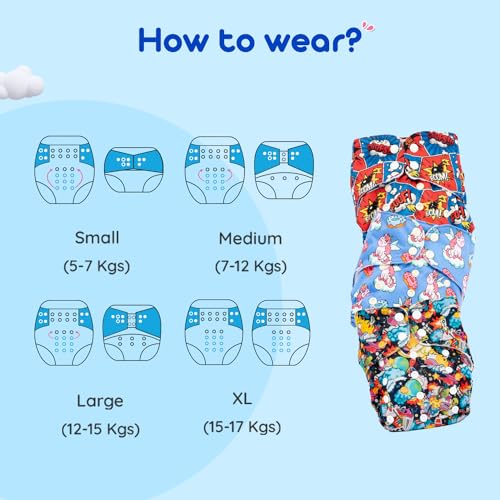 Image of Bumtum Baby Diaper | 0-3 Yrs Baby Freesize | Pack of 1, New Born Baby Diaper, Cloth Diaper, Waterproof Reusable Diaper, 5hrs Absorbency, Ultrahygiene, Washable, Cotton Soaker, Extra Soft (Teddy)