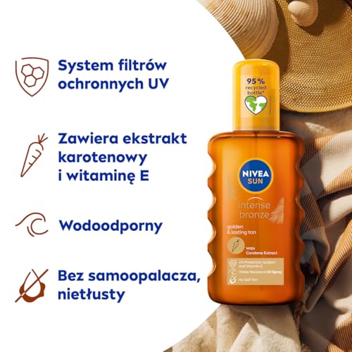 NIVEA SUN Intense Bronze Karotenowy olejek do opalania w spray'u SPF 6, 200 ml