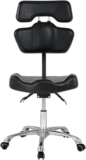 TATARTIST Tattoo Chair for Artist Hydraulic Adjustable Rolling Stool with Wheels Swivel Salon Stool Chair with Backrest for Beauty Barber Tattoo Medical Salon Workshop Office and Home (Black)