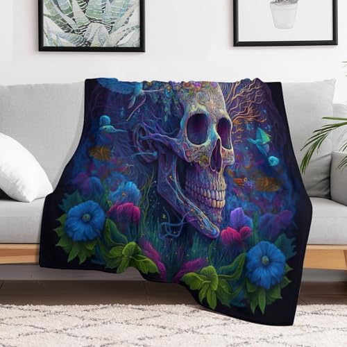 Manta de forro polar de calavera para tardes de sofá y película 3