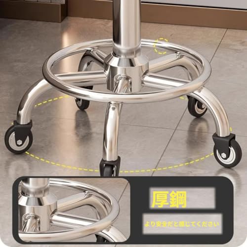 VQHD 高さ調節可能なキャスター付き円形バースツール。座面高33cm、全高41～52cm。カラー：ブラック。オフィス、美容院、キッチン、移動式バースツール、作業椅子など、様々な用途に適しています。 (黒色,33CM) [3]