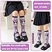 SaFeHoM 4 Pairs Knee High Socks for Girls, Cute Cartoon Stockings Kawaii Cotton Long Socks Outdoor Anime Stocks Thicken Over Knee Stockings for Women
