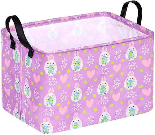 DUYIY Lila Oster-Aufbewahrungskorb mit Hasenmotiven