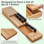 9-Piece Bamboo Kitchen Drawer Organizer Set, Expandable Silverware &Utensil Organizer with Removable Knife Block & Steak Knives, Flatware Organization, Tableware Dividers Storage(Natural) - Image 3