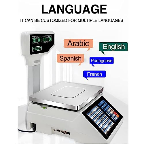 Digital Price Label Printing Scale, Electronic Weight Calculator Barcode Scales, 30kg/66.14 Lbs Capacity, with LCD Display, for Supermarket/Retail Store/Warehouse Weighing