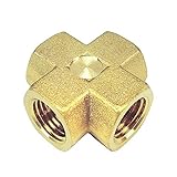 NIGO Forged Brass Pipe Fitting, 4-Way Tee, Female Pipe (1, 1/4