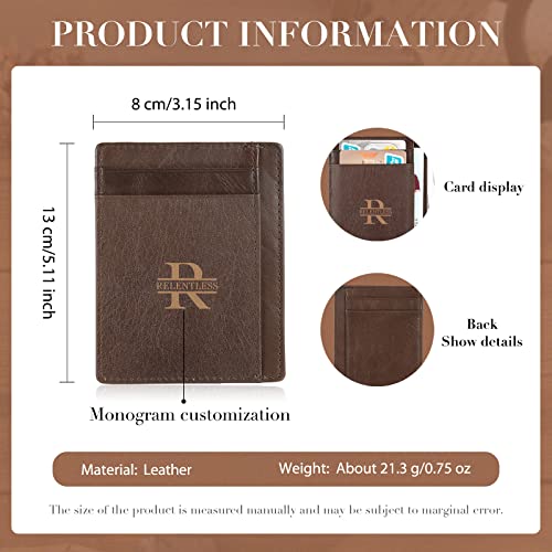 Engraved Leather Front Pocket Wallet,Custom Picture & Name Minimalist Card Case Wallet,Credit Card Holders Personalized Gifts for Women Men Dad Son2