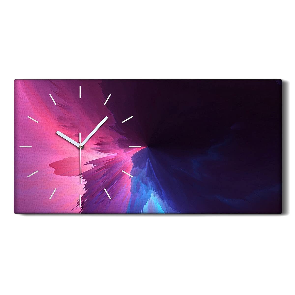 Horloge sur Toile Art Mural Abstrait Violet et Blanc 60x30 cm