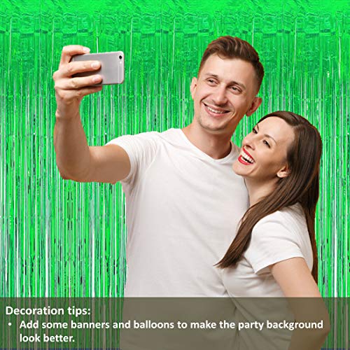3PC Green Foil Fringe Curtains Party Decorations, Tinsel Backdrop Party Streamers Decorations, Foil Curtain Backdrop for Parties, Tinsel Backdrop Curtains Streamer Backdrop for Christmas Decorations 2 3PC Green Foil Fringe Curtains Party Decorations, Tinsel Backdrop Party Streamers Decorations, Foil Curtain Backdrop for Parties, Tinsel Backdrop Curtains Streamer Backdrop for Christmas Decorations - Image 3
