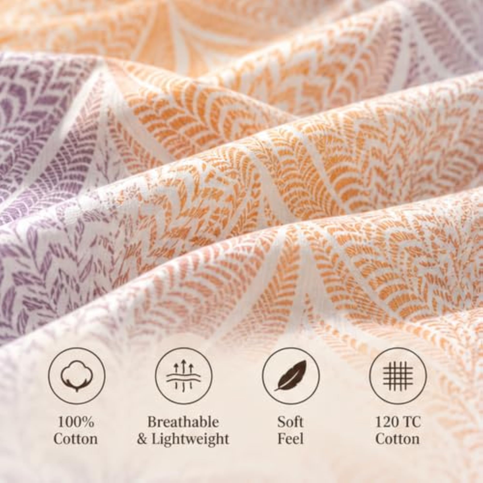 Cardinal Abstract Orange Super King Size Bedsheet Set, 3 Pc