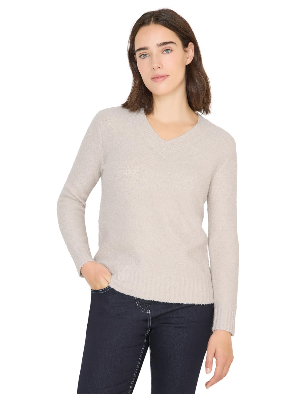 Cecil Damen Bouclé V-Neck Pullover