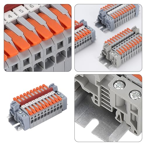 COZERI 10 Stk Reihenklemmen Hutschiene,für 0,5-2,5mm² Kabel,Durchgangsklemmen, für Elektroinstallation, Heimwerkerprojekte und schnelle Verdrahtung