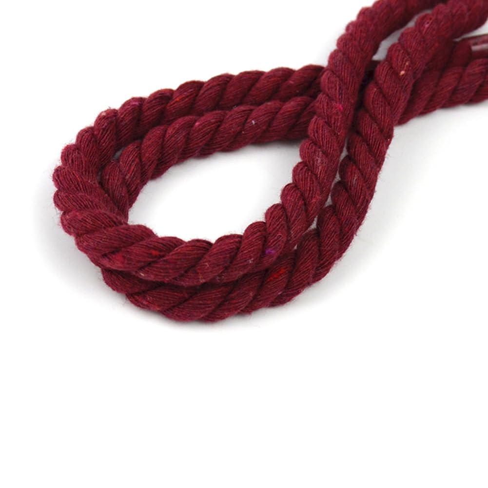 Cordón de macramé de algodón natural de 8 mm, cuerda de macramé colorida hecha a mano, cuerda de algodón trenzado de 3 hebras para colgar en la pared, envoltura de regalos, tejer manualidades (rojo