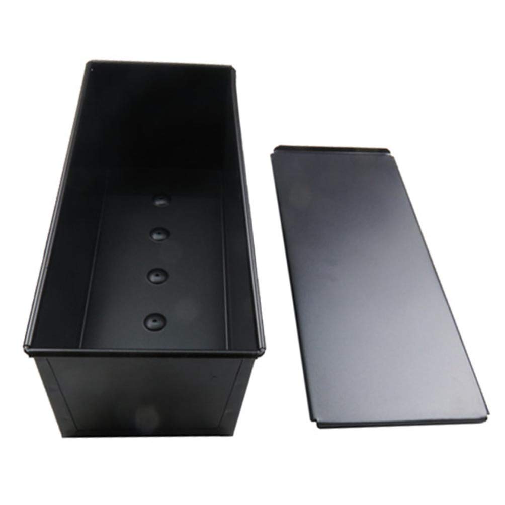 BESTOYARD Molde para Pan con Tapa Negro de Metal, Antiadherente y Fácil de Limpiar, Bandeja para Hornear Pan de 1000g Adecuado para Cocina en Casa