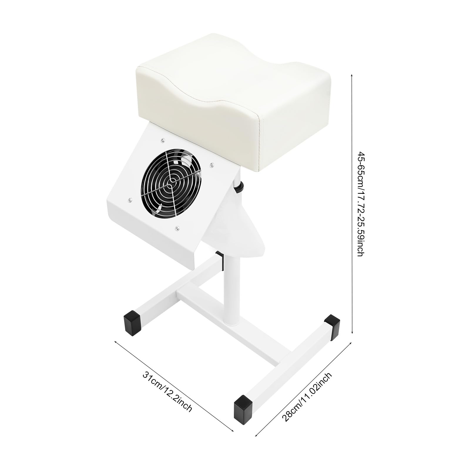 Taburete de pedicura blanco con succión – Silla de manicura y pedicura para salón de uñas, cosmética, silla de masaje ajustable para spa de pies, color blanco, para profesionales y salones