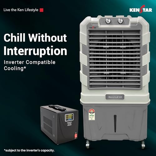 Image of Kenstar Maverick HC 135 L Desert Air Cooler with Honeycomb Cooling Media |5-star BEE Rating | 350 W|Grey