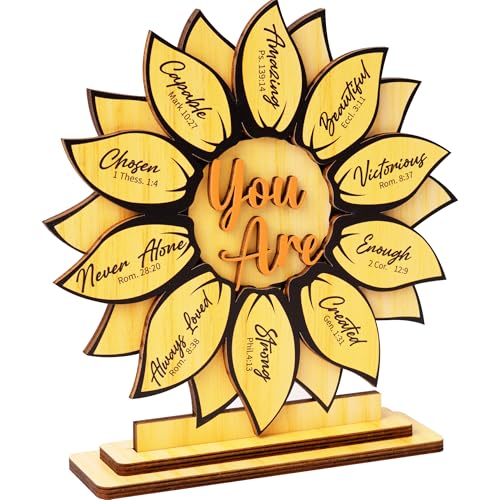 Sunflower Gifts for Women, God Says You Are 2-Layer Wood Plaque, Birthday Religious...