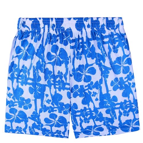 Generic Men 2P Cotton Shorts,Summer Casual Beach Shorts Drawstring Breathable Print Pajamas Bottoms Shorts(XS,W-Blue Print), X-Small2