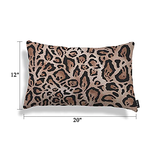 Ekobla Leopard Skin Throw Pillow Case Cover Real Jaguar Print Brown Camouflage Cotton Linen Throw Pillow Cases Cushion Cover Sofa Home Office Rectangle Pillowcovers 12X20 Inches #TOP4