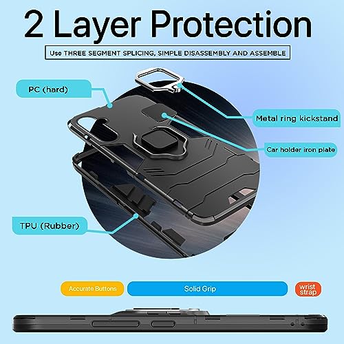 Image of Pikkme Samsung Galaxy A34 5G Back Cover | D5 Tough Armor Bumper | 360 Protection Case | Ring Holder Stand Case for Samsung Galaxy A34 5G (Black)