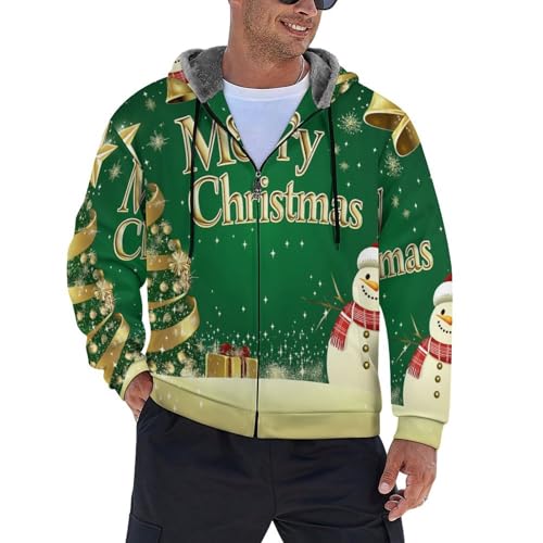 Sweat à capuche zippé homme avec motifs Noël sapin bonhomme de neige