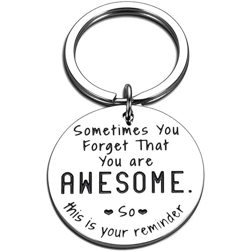 Dfamtra Unisex Silver Sometimes You Forget You Are Awesome Gift Inspirational Keyring Keychain Gifts For Women Girls Men Boys Best Friend Birthday Christmas Family Motivational Keyring Friend Supportive Thank You Gift