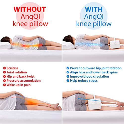 Angqi Knee Pillow For Side Sleepers, Leg Pillow For Lower Back Pain, Memory Foam Knee Support Pillow, Orthopedic Knee Pillow For Sleeping Hip Pain, Sciatica - With Leg Strap And Washable Cover #TOP2