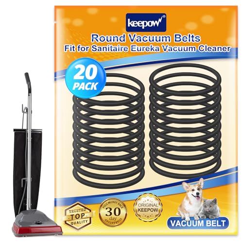 Image of KEEPOW Vacuum Belt, 20 Pack Round Vacuum Belts Replacement Vacuum Parts Compatible with Sanitaire Eureka Vacuum Cleaner, 66100 SC679 C2094 Belt, Part Number 30563B, 30563A