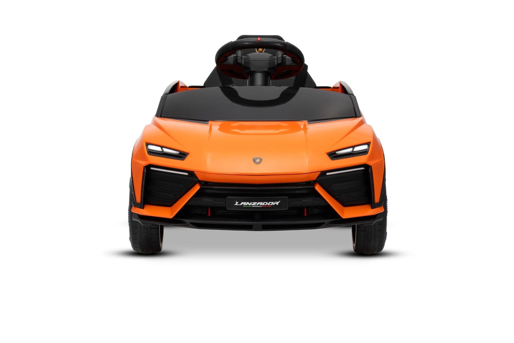Lamborghini Lanzador elektryczny Ride-on-Auto 12 V z napędem na tylne koła, licencjonowany (jednoosobowy), pomarańczowy, bateria litowa, oświetlenie LED, szerokie siedzisko, pilot zdalnego sterowania