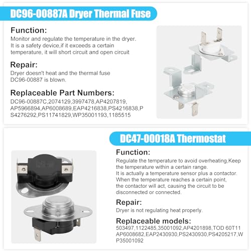 DC97-14486A Dryer Heating Element Upgrade OEM DC96-00887A,Fit for Samsung Dryer dv45h7000ew/a2 dve50r5400v/a3 dve50r5200w/a3,Replace DC97-14486D AP4342351 (with DC32-00007A DC47-00016A) by Aremae - Image 5