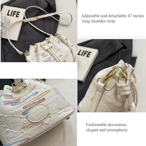 Image of Small Bucket Bags for Women, Mini Crossbody Tote Bag with Detachable Shoulder Strap, Girls Top Handle Handbag