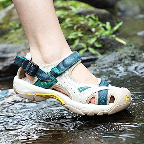 Humtto Sandals For Women Casual Summer Closed Toe Outdoor Walking Athletic Hiking Water Shoes (Beige Green, Numeric_8) #TOP4