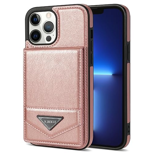 Coque en cuir iPhone 13 Pro rose pour appels mains libres au bureau