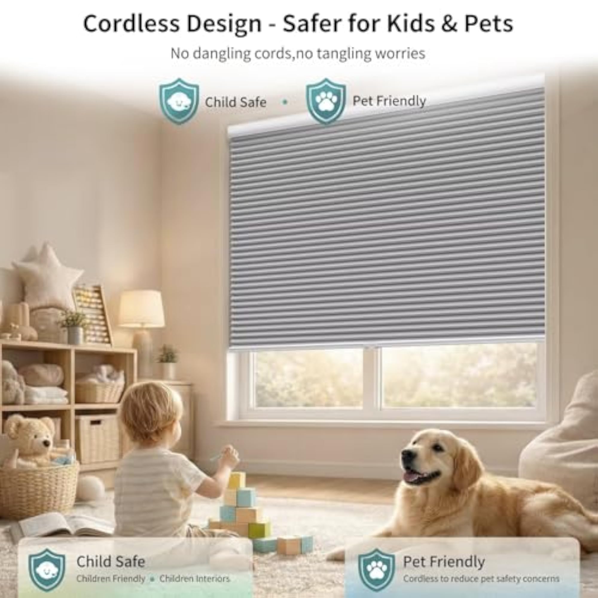 Custom Cordless Blackout Cellular Shades for Windows