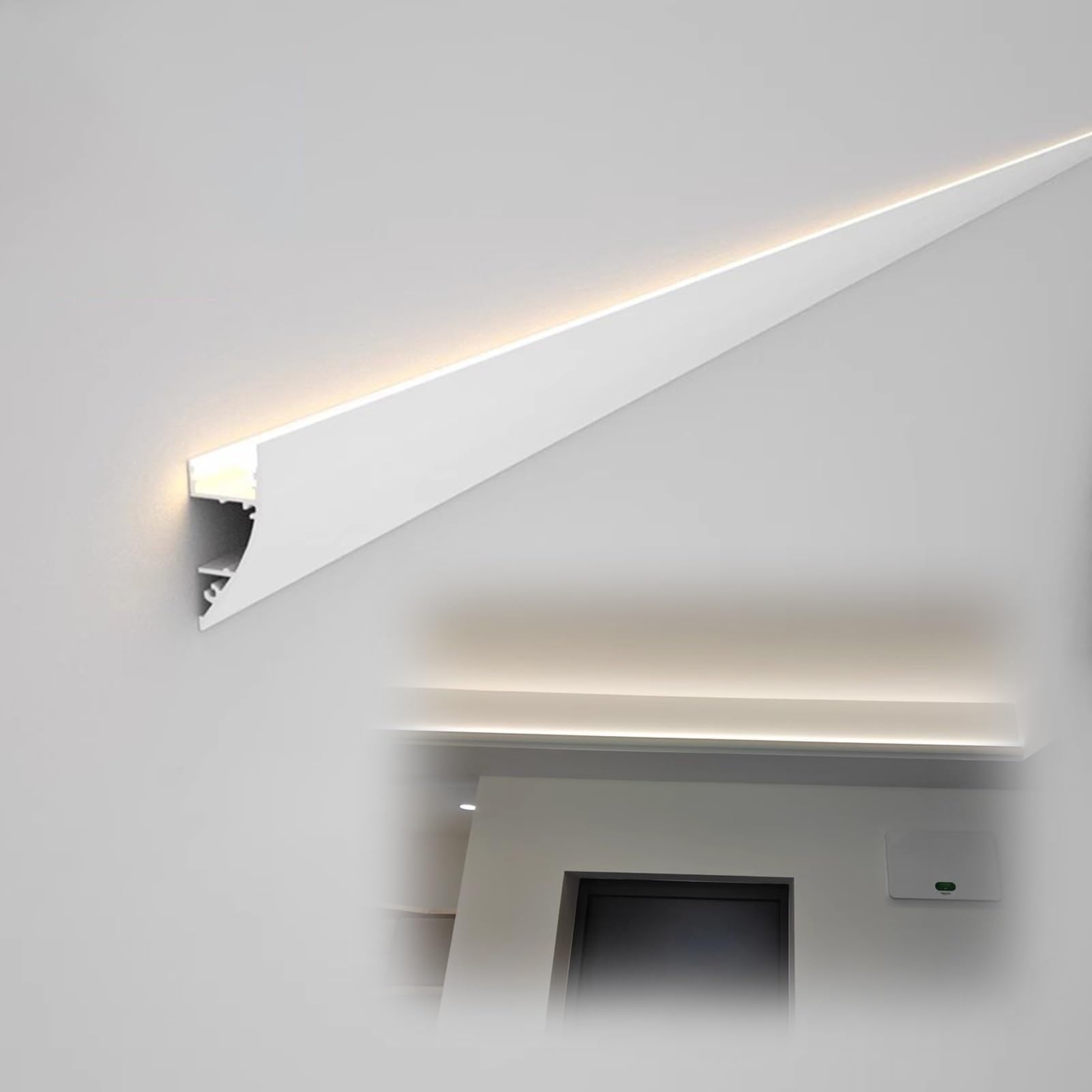 QICBYING Ceiling Light Strip Groove, Commercial Linear LED Track Diffuser Set, Wall Mount Led Aluminum Channel, For Ceiling, Floor, Wall Lighting