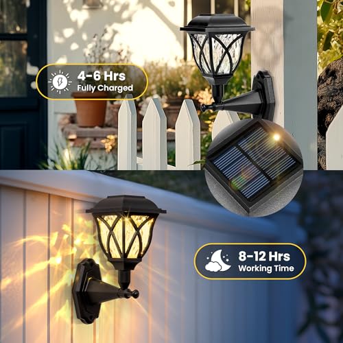 Solpex Solar Lights Outdoor Garden,2 Pack Solar Powered Outdoor Wall Lights, Waterproof Solar Fence Lights Decoration for Patio, Garage, Shed,Yard,Deck,Warm White - Image 3