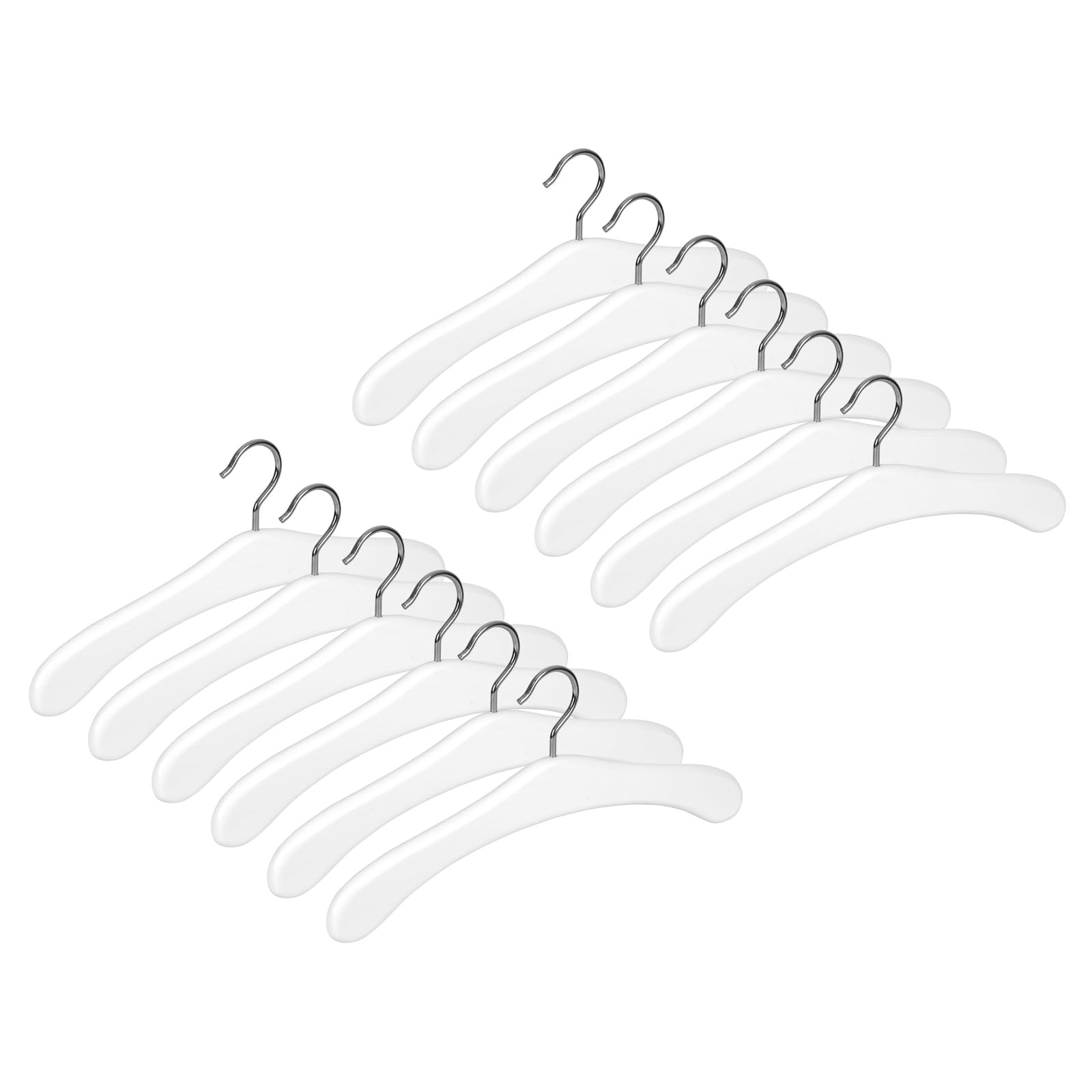 Garderobenbügel Aus Buchenholz, Weiß Lackiert – 45 Cm Breit, Mit Drehbarem Vernickeltem Haken – Für Mäntel, Jacken & Oberbekleidung