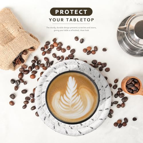 Image of Lazebox Coasters Set of 8 for Drinks, 4 Inch Large Coasters for Coffee Table, Tabletop Protection for Hot & Cold Drinks, Versatile Coasters for Home Decor, Non-Slip & Easy to Clean, Gray