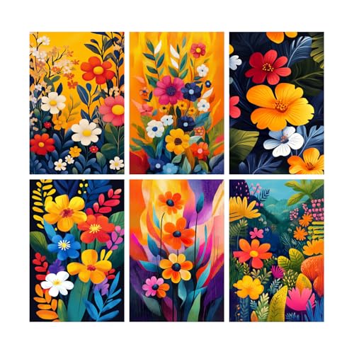 Image of SiddArtify Floral Wall Art Prints Set - Colorful Botanical Poster Decor for Living Room Bedroom - 12x18 inch Board Pack of 6