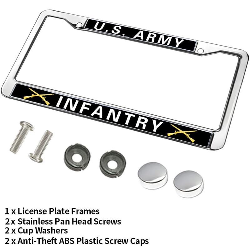 Image of US Army Infantry License Plate Frame for Independence Day US Army Infantry Scratch-Resistant License Plate Frame Army Infantry Pride License Plate Frame Spiritual Gift for Infantry Solider