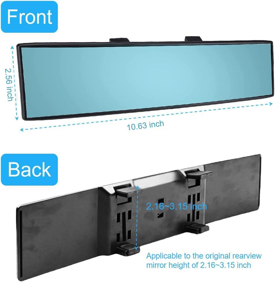 Miniatura 2 de OBTANIM Espejo retrovisor de 10.6 pulgadas de vidrio HD antirreflejos con clip panorámico gran angular para interior del automóvil, accesorios para